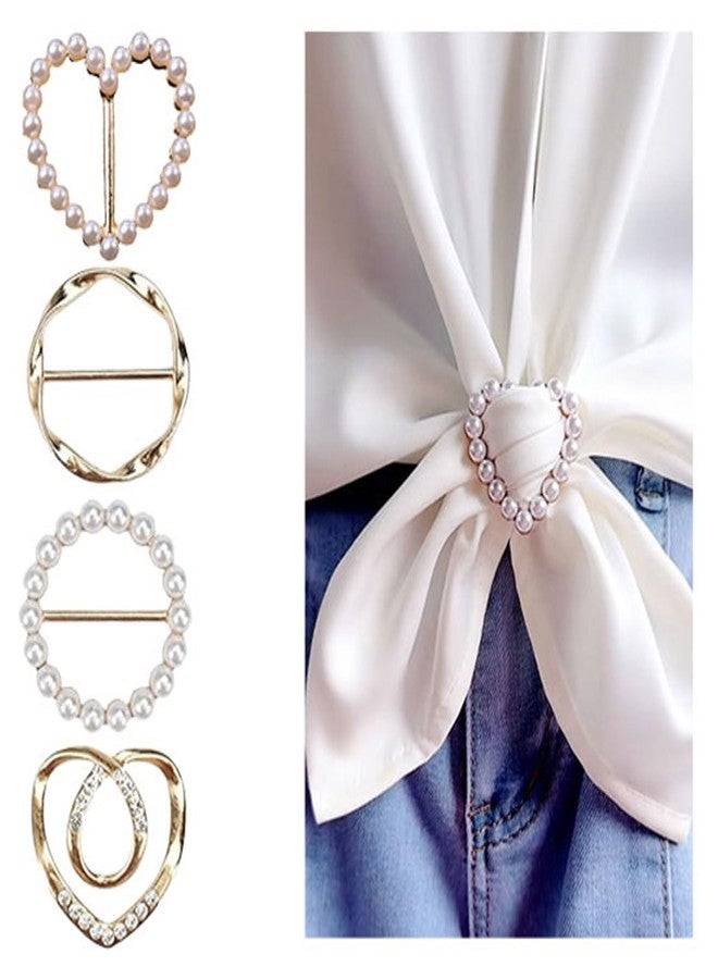 Decixde 4PCS Scarf Ring Clip Shirt Clip T-Shirt Ties Clips Clothes Corner Knotted Button for Women (Gold) - Image 2